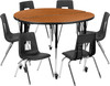 Flash Furniture 48" Circle Wave Oak Table Set, Model# XU-GRP-16CH-A48-HCIRC-OAK-T-A-CAS-GG