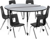 Flash Furniture 60" Circle Wave Grey Table Set, Model# XU-GRP-16CH-A60-HCIRC-GY-T-A-CAS-GG