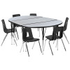 Flash Furniture 76" Oval Wave Grey Table Set, Model# XU-GRP-18CH-A3048CON-48-GY-T-A-GG