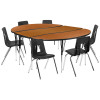 Flash Furniture 86" Oval Wave Oak Table Set, Model# XU-GRP-18CH-A3060CON-60-OAK-T-A-GG
