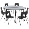 Flash Furniture 60" Circle Wave Grey Table Set, Model# XU-GRP-18CH-A60-HCIRC-GY-T-A-CAS-GG