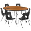 Flash Furniture 60" Circle Wave Oak Table Set, Model# XU-GRP-18CH-A60-HCIRC-OAK-T-A-CAS-GG