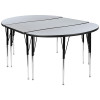 Flash Furniture 3PC 76" Oval Grey Table Set, Model# XU-GRP-A3048CON-48-GY-T-A-GG