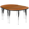 Flash Furniture 3PC 76" Oval Oak Table Set, Model# XU-GRP-A3048CON-48-OAK-T-A-GG