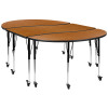 Flash Furniture 3PC 86" Oval Oak Table Set, Model# XU-GRP-A3060CON-60-OAK-T-A-CAS-GG