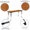 Flash Furniture 3PC 86" Oval Oak Table Set, Model# XU-GRP-A3060CON-60-OAK-T-A-CAS-GG 4
