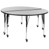 Flash Furniture 2PC 60" Circle Grey Table Set, Model# XU-GRP-A60-HCIRC-GY-T-A-CAS-GG