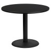 Flash Furniture 36RD Black Table-24RD Base, Model# XU-RD-36-BLKTB-TR24-GG