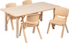 Flash Furniture 23x47 Natural Kids Table Set, Model# YU-YCY-060-0034-RECT-TBL-NAT-GG