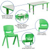 Flash Furniture 23x47 Green Activity Table Set, Model# YU-YCY-060-0036-RECT-TBL-GREEN-GG 3