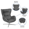 Flash Furniture Gray LeatherSoft Swivel Chair, Model# ZB-WING-GY-LEA-GG 3