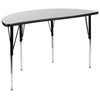 Flash Furniture Wren 47.5" Half Circle Wave Flexible Collaborative Grey Thermal Laminate Activity Table Standard Height Adjustable Legs, Model# XU-A48-HCIRC-GY-T-A-GG