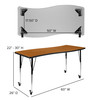 Flash Furniture Wren Mobile 26"W x 60"L Rectangle Wave Flexible Collaborative Oak Laminate Activity Table Standard Height Adjust Legs, Model# XU-A3060-CON-OAK-T-A-CAS-GG