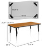 Flash Furniture Wren 28"W x 47.5"L Rectangular Wave Flexible Collaborative Oak Finish Laminate Activity Table Standard Height Adjust Legs, Model# XU-A3048-CON-OAK-T-A-GG