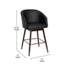 Flash Furniture Margo 26" Commercial Grade Mid-Back Modern Counter Stool w/ Walnut Finish Beechwood Legs & Contoured Back, Black LeatherSoft/Bronze Accents, Model# AY-1928-26-BK-GG