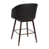 Flash Furniture Margo 26" Commercial Grade Mid-Back Modern Counter Stool w/ Walnut Finish Beechwood Legs & Contoured Back, Black LeatherSoft/Bronze Accents, Model# AY-1928-26-BK-GG