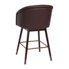 Flash Furniture Margo 26" Commercial Grade Mid-Back Modern Counter Stool w/ Walnut Finish Beechwood Legs & Contoured Back, Brown LeatherSoft/Bronze Accents, Model# AY-1928-26-BR-GG