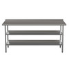 Flash Furniture Ravenel Stainless Steel 18 Gauge Work Table w/ 1.5" Backsplash & 2 Undershelves 72"W x 30"D x 34.5"H, NSF, Model# NH-WT-GU-3072BSP-GG