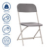 Flash Furniture Hercules Big & Tall Commercial Folding Chair Extra Wide 650LB. Capacity Durable Plastic Gray, 4-Pack, Model# 4-LE-L-3-W-GY-GG