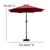 Flash Furniture Kona Red 9 FT Round Umbrella w/ Crank & Tilt Function & Standing Umbrella Base, Model# GM-402003-UB19B-RED-GG