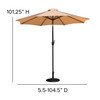 Flash Furniture Kona Tan 9 FT Round Umbrella w/ Crank & Tilt Function & Standing Umbrella Base, Model# GM-402003-UB19B-TAN-GG