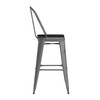 Flash Furniture Lincoln 30'' High Clear Coated Indoor Barstool w/ Back & Black Poly Resin Wood Seat, Model# XU-DG-TP001B-30-PL1B-GG