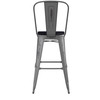 Flash Furniture Lincoln 30'' High Clear Coated Indoor Barstool w/ Back & Black Poly Resin Wood Seat, Model# XU-DG-TP001B-30-PL1B-GG