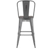 Flash Furniture Lincoln 30'' High Clear Coated Indoor Barstool w/ Back & Gray Poly Resin Wood Seat, Model# XU-DG-TP001B-30-PL1G-GG