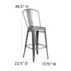 Flash Furniture Lincoln 30'' High Clear Coated Indoor Barstool w/ Back & Teak Poly Resin Wood Seat, Model# XU-DG-TP001B-30-PL1T-GG