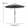 Flash Furniture Kona Gray 9 FT Round Umbrella w/ 1.5" Diameter Aluminum Pole w/ Crank & Tilt Function, Model# GM-402003-GY-GG