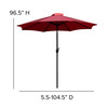 Flash Furniture Kona Red 9 FT Round Umbrella w/ 1.5" Diameter Aluminum Pole w/ Crank & Tilt Function, Model# GM-402003-RED-GG