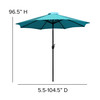 Flash Furniture Kona Teal 9 FT Round Umbrella w/ 1.5" Diameter Aluminum Pole w/ Crank & Tilt Function, Model# GM-402003-TL-GG