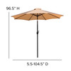 Flash Furniture Kona Tan 9 FT Round Umbrella w/ 1.5" Diameter Aluminum Pole w/ Crank & Tilt Function, Model# GM-402003-TAN-GG