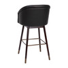 Flash Furniture Margo 30" Commercial Grade Mid-Back Modern Barstool w/ Walnut Finish Beechwood Legs & Curved Back, Black LeatherSoft w/ Muted Bronze Accents, Model# AY-1928-30-BK-GG