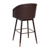 Flash Furniture Margo 30" Commercial Grade Mid-Back Modern Barstool w/ Walnut Finish Beechwood Legs & Curved Back, Brown LeatherSoft w/ Muted Bronze Accents, Model# AY-1928-30-BR-GG