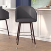 Flash Furniture Margo 30" Commercial Grade Mid-Back Modern Barstool w/ Walnut Finish Beechwood Legs & Curved Back, Gray LeatherSoft/Silver Accents, Model# AY-1928-30-GY-GG