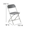 Flash Furniture Hercules Series Plastic Folding Chair Grey 2 Pack 650LB Weight Capacity Comfortable Event Chair-Lightweight Folding Chair, Model# 2-LE-L-3-GREY-GG