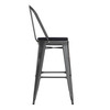 Flash Furniture Carly Commercial Grade 30" High Black Metal Indoor-Outdoor Barstool w/ Back w/ Black Poly Resin Wood Seat, Model# ET-3534-30-BK-PL1B-GG