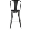 Flash Furniture Carly Commercial Grade 30" High Black Metal Indoor-Outdoor Barstool w/ Back w/ Black Poly Resin Wood Seat, Model# ET-3534-30-BK-PL1B-GG