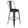 Flash Furniture Carly Commercial Grade 30" High Copper Metal Indoor-Outdoor Barstool w/ Back w/ Black Poly Resin Wood Seat, Model# ET-3534-30-COP-PL1B-GG