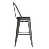 Flash Furniture Carly Commercial Grade 30" High Copper Metal Indoor-Outdoor Barstool w/ Back w/ Black Poly Resin Wood Seat, Model# ET-3534-30-COP-PL1B-GG