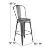 Flash Furniture Carly Commercial Grade 30" High Silver Gray Metal Indoor-Outdoor Barstool w/ Back w/ Gray Poly Resin Wood Seat, Model# ET-3534-30-SIL-PL1G-GG