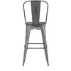 Flash Furniture Carly Commercial Grade 30" High Silver Gray Metal Indoor-Outdoor Barstool w/ Back w/ Gray Poly Resin Wood Seat, Model# ET-3534-30-SIL-PL1G-GG