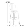 Flash Furniture Carly Commercial Grade 30" High White Metal Indoor-Outdoor Barstool w/ Back w/ Gray Poly Resin Wood Seat, Model# ET-3534-30-WH-PL1G-GG