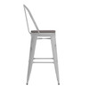 Flash Furniture Carly Commercial Grade 30" High White Metal Indoor-Outdoor Barstool w/ Back w/ Gray Poly Resin Wood Seat, Model# ET-3534-30-WH-PL1G-GG