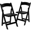 Flash Furniture 2 Pack HERCULES Series Black Wood Folding Chair w/ Vinyl Padded Seat, Model# 2-XF-2902-BK-WOOD-GG