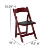 Flash Furniture 2 Pack HERCULES Series Mahogany Wood Folding Chair w/ Vinyl Padded Seat, Model# 2-XF-2903-MAH-WOOD-GG