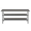 Flash Furniture Ravenel Stainless Steel 18 Gauge Work Table w/ 2 Undershelves 72"W x 30"D x 34.5"H, NSF, Model# NH-WT-GU-3072-GG