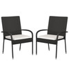 Flash Furniture Maxim Set of 2 Stackable Indoor/Outdoor Black Wicker Dining Chairs w/ Cream Seat Cushions Fade & Weather-Resistant Materials, Model# 2-TW-3WBE073-CU01CR-BK-GG