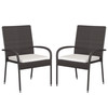 Flash Furniture Maxim Set of 2 Stackable Indoor/Outdoor Espresso Wicker Dining Chairs w/ Cream Seat Cushions Fade & Weather-Resistant Materials, Model# 2-TW-3WBE073-CU01CR-ESP-GG